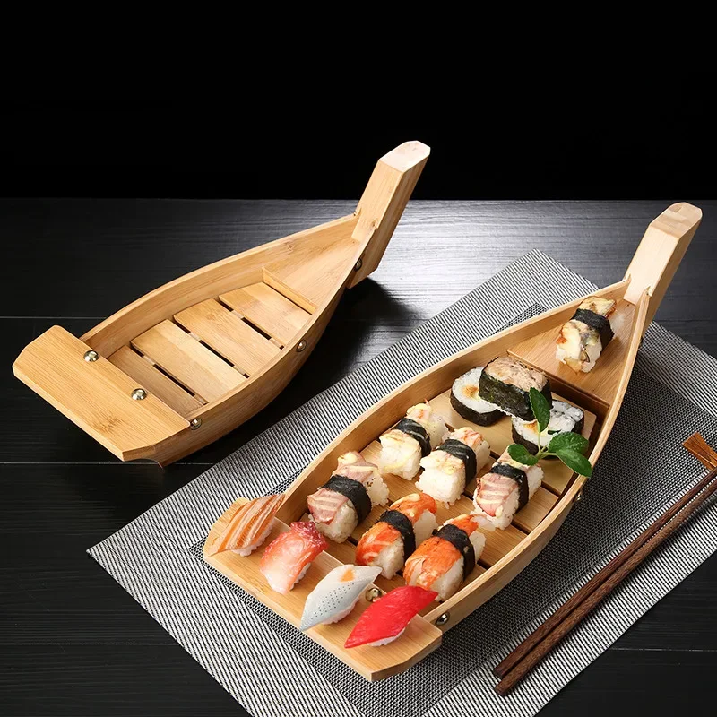 Japanese Cuisine Sushi Boats Sushi seafood Tools bamboo Wood Handmade Ship Sashimi Assorted Cold Dishes Tableware Bar Suppliers