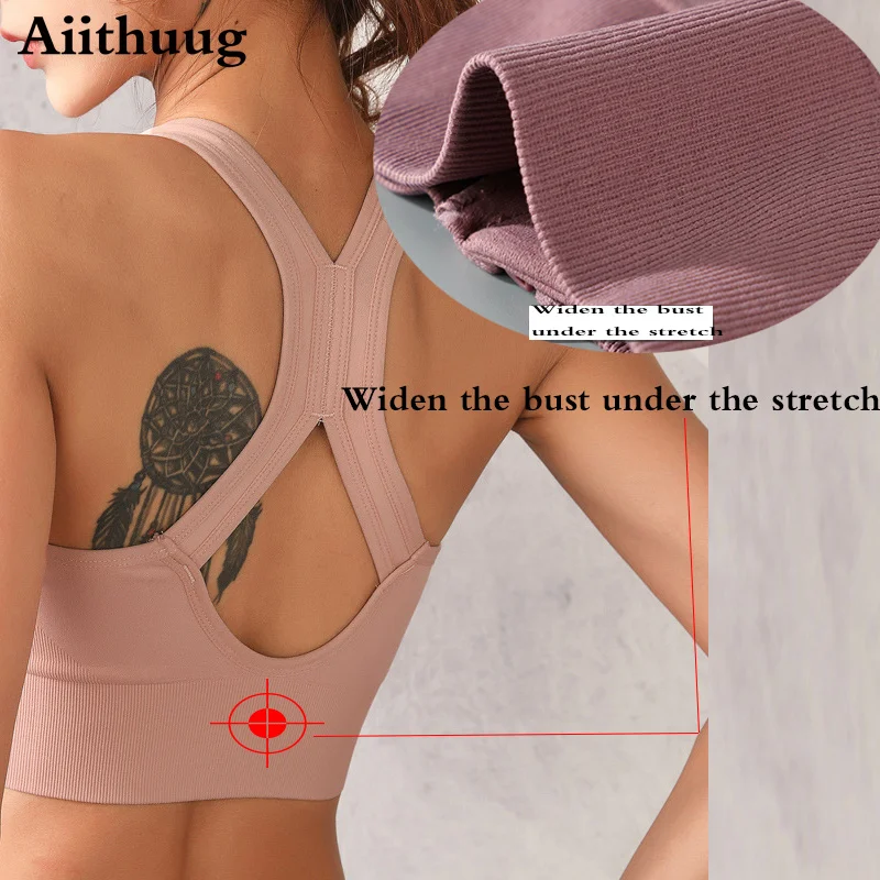 Aiithuug High Impact Sports Bra for Women Zip Front Cross Back Workout Yoga Bras Bounce Control Running Yoga Bra with Zipper