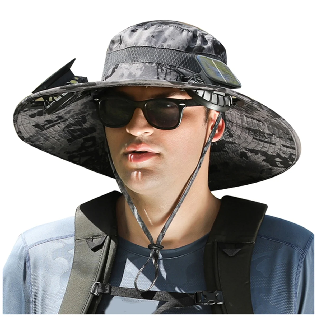 Solar Fan Hat Outdoor Fishing Hat Fan Solar Charging Big Wind Summer Sunblock Hat Male Visor Fisherman Hat C