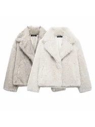 2024 European and American style fashion dense fur environmentally friendly Toka fur coat women's winter new white coat