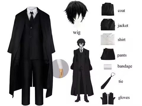 Japan Anime Osamu Dazai Cosplay Costume Wig for Women Men Outfits Comic Con Clothes &amp; Anime Suit for Anime Fans