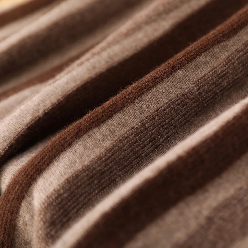 

Women Wool Pleated Skirts Color Block Striped Skirts 100% Merino Wool Knitting Autumn Winter Grace Elastic Waist Umbrella Dress