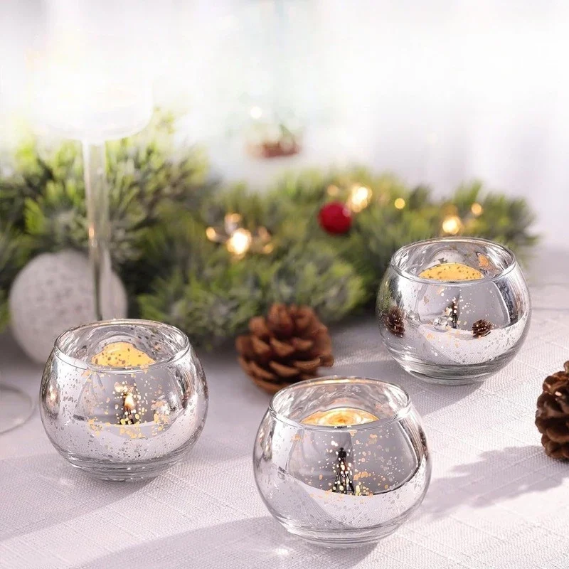 Creative Round Glass Candle Cup Transparent Aromatherapy Empty Cup Christmas Candle Container Ornament m