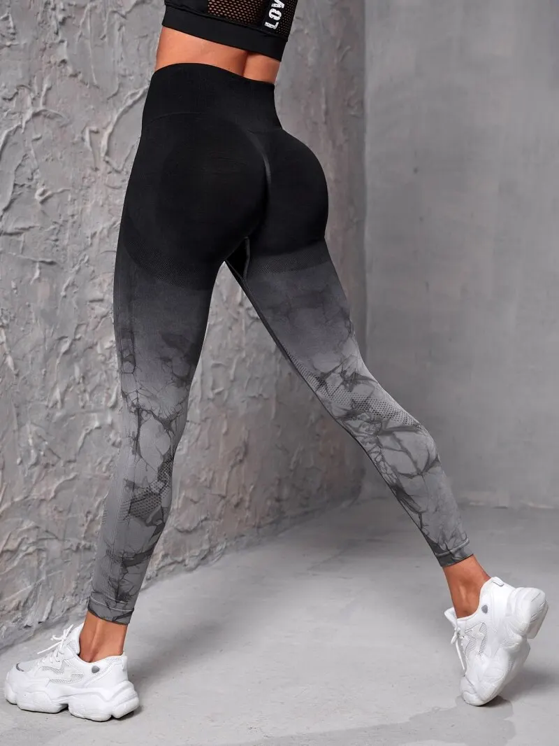 Calças Push Up Yoga sem costura para mulheres, Joggings de cintura alta, calças esportivas fitness, ginástica Workout Scrunch, Tie Dye Running Leggings