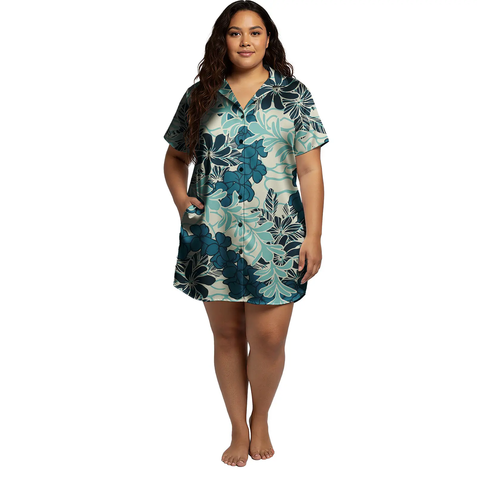 فستان نسائي أسود غير رسمي مريح للتجمع العائلي ملابس جزيرة ساموا قميص متوسط مقاس كبير فستان Pua Kenikeni #1