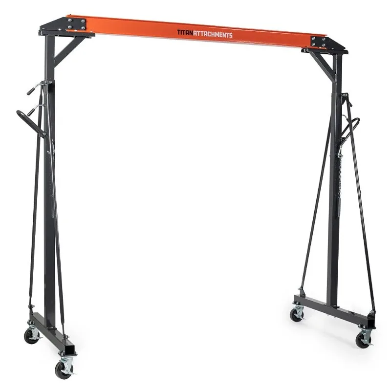 Titan Attachments Adjustable Gantry Crane, 1 Ton Capacity, Shop Lift Hoist Rated 2,000 LB, Portable Design,Height up to 12 FT