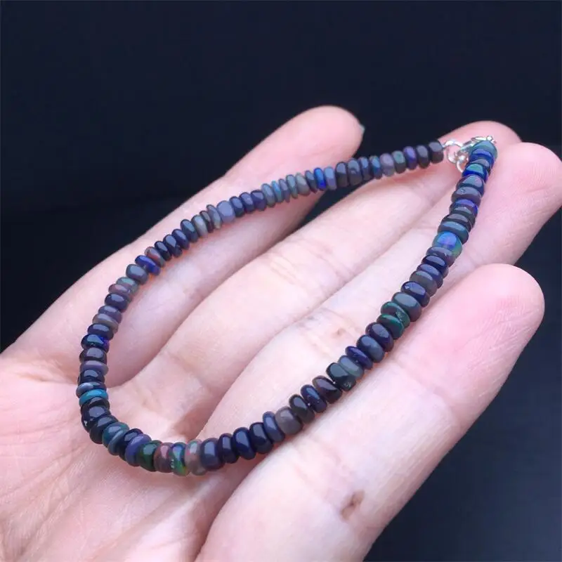 

4MM Natural Black Opal Bracelet Crystal Stone Beads Strand Bracelet Holiday Christmas Holiday Present 1PCS