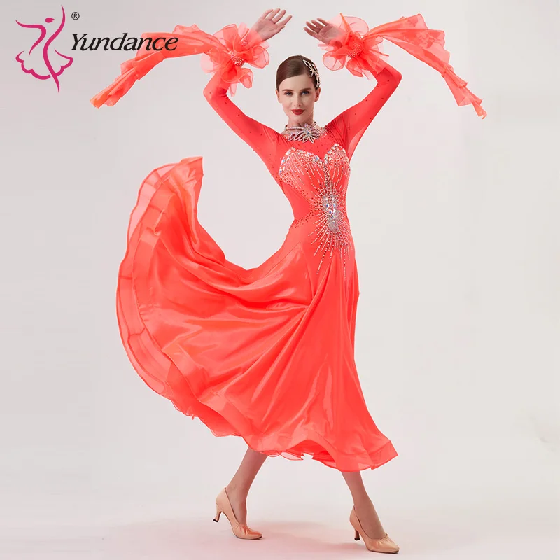 B-22182 New Women Modern Dance Rhinestone Color Diversity Dress Ballroom National Standard Waltz Competition Performance