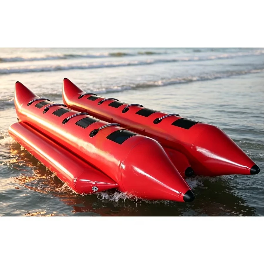 Inflatable Snow Tube, 60 Inch Winter Sport PVC Sled for Kids and Adults, Towable Banana Boat Snowmobile Toy, Fun Snow Tubing