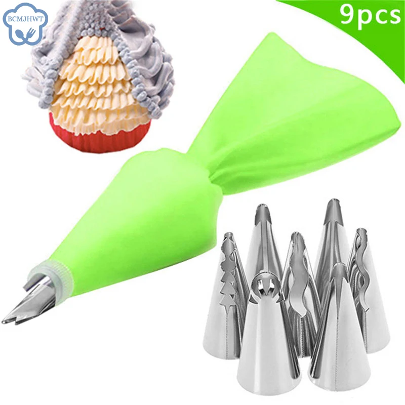 Wedding Russian Nozzles Pastry Puff Skirt Icing Piping Nozzles Pastry Decorating Tips Cake Cupcake Decorator Tool 9PCS