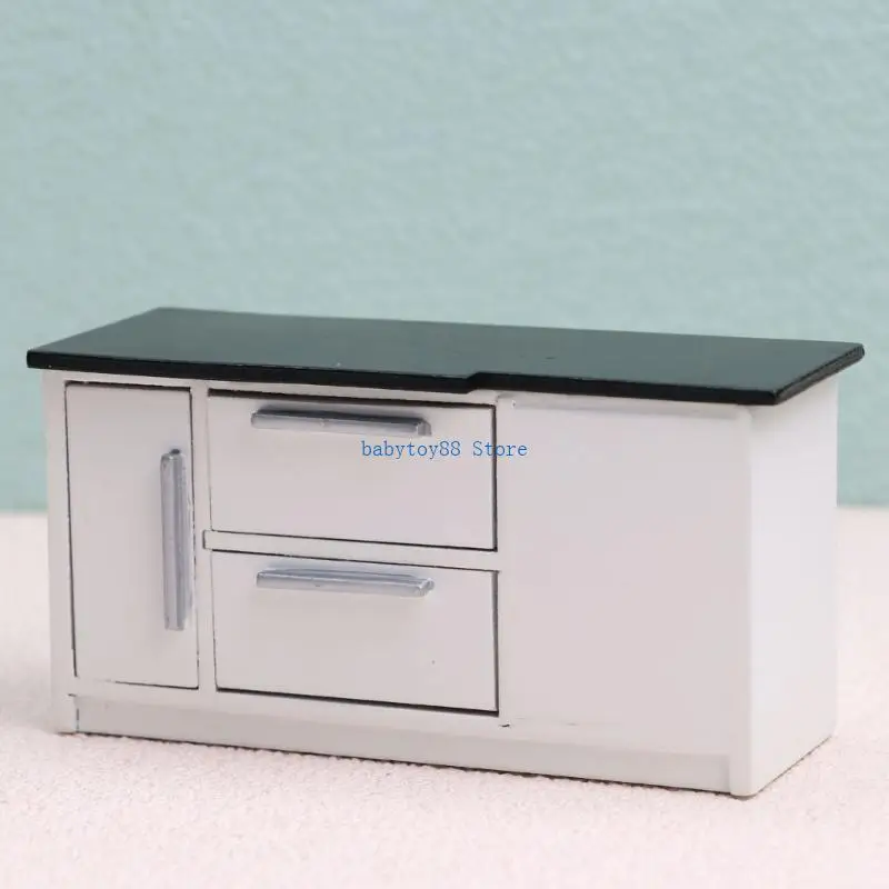Y4UD 1:12ドールハウスミニチュアシンクストーブ収納食器棚家具の装飾