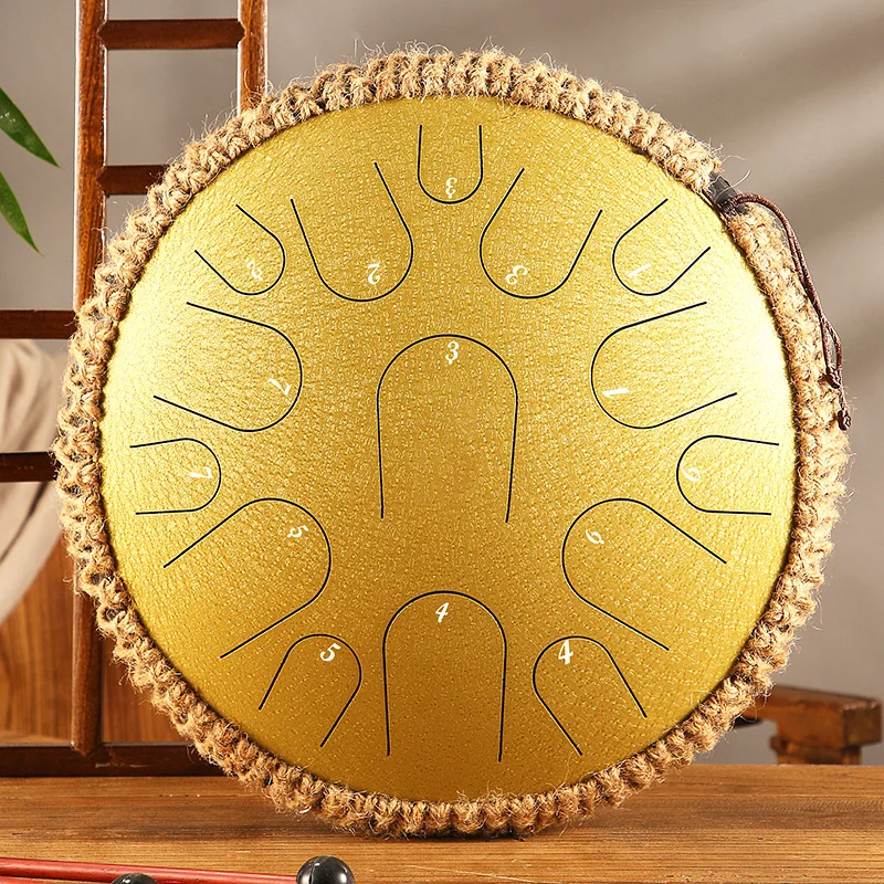 HLURU Glucophone Steel Tongue Drum 14 Inch 15 Notes D Tone Music Drum 14 Inch 11 Note C Tone Ethereal Drum Percussion Instrument