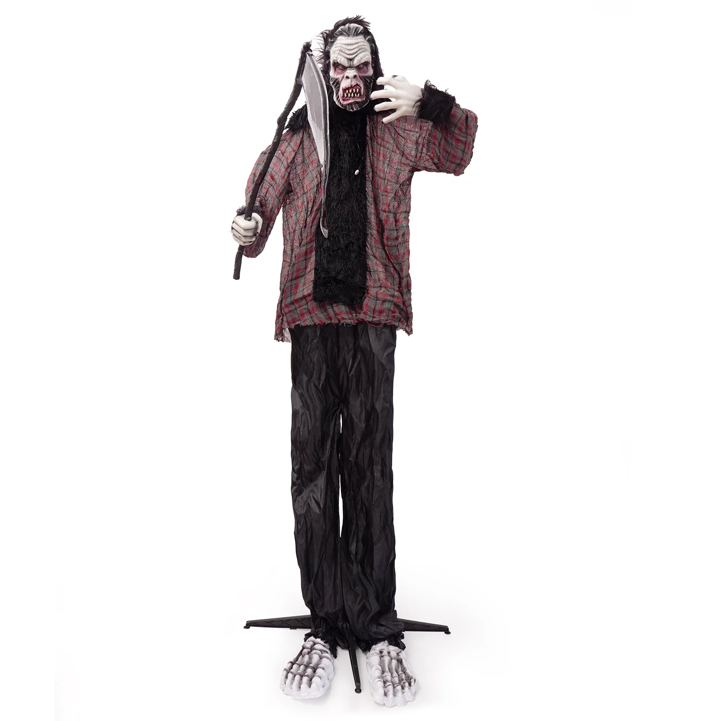 

Electric induction standing werewolf with sickle station haunted house horror atmosphere ornament prop