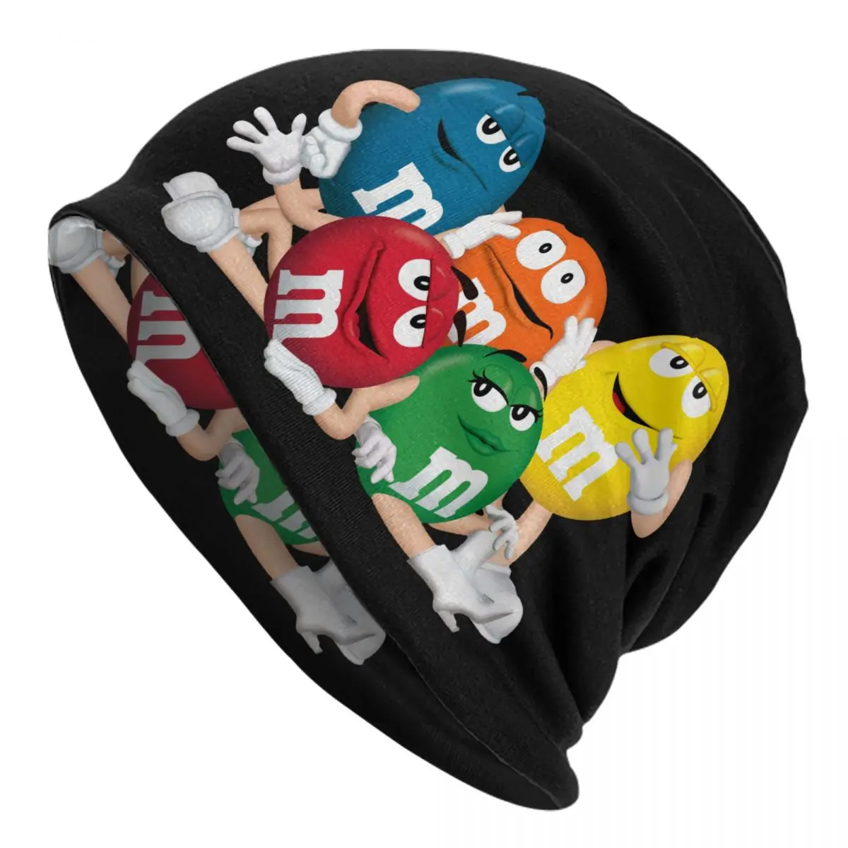 Funny M&M's Chocolate Candy Meme Bonnet Hats Street Knitted Hat For Women Men Warm Winter Skullies Beanies Caps