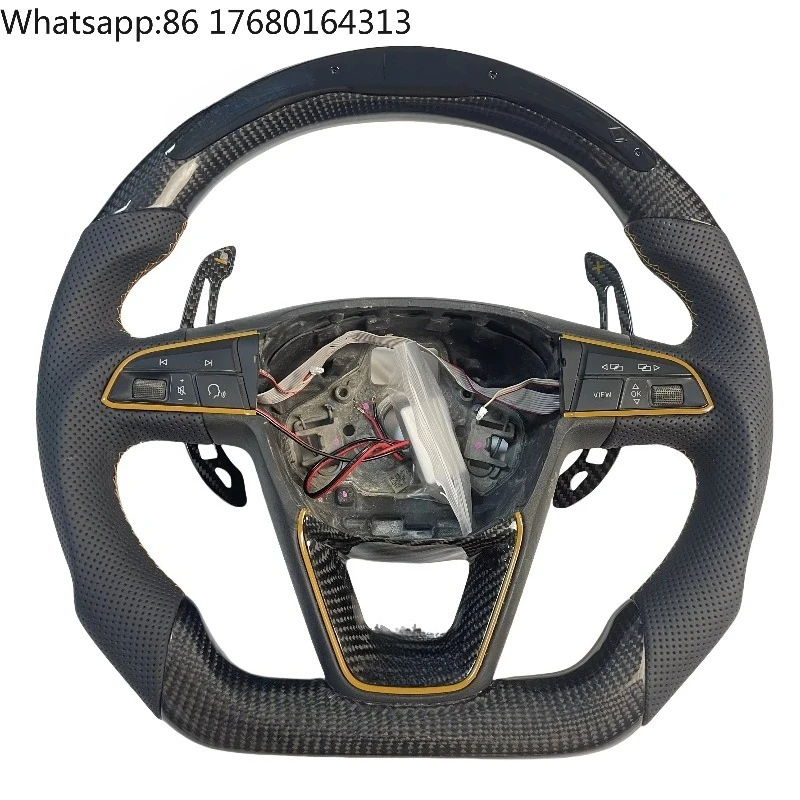For DIY Splice Carbon Fiber Leather Steering Wheel Cover with Shift Paddles for Volkswagen Golf GTI Tiguan Jetta Seat