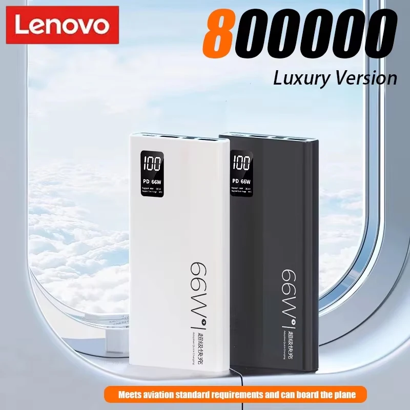 

Внешний аккумулятор Lenovo 66W 800000 мАч, сверхбыстрая зарядка, портативное зарядное устройство для iPhone, Samsung, Xiaomi