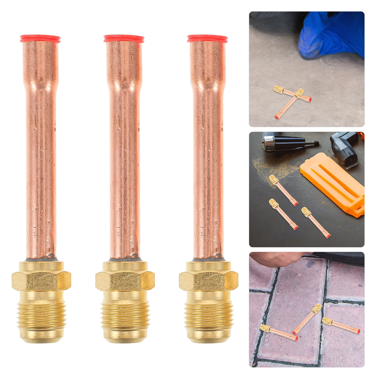 

3pcs Threaded Flare Connector Brass Pipe High Pressure Valve Air Conditioning Fitting Replacement Part Durable Long Lasting