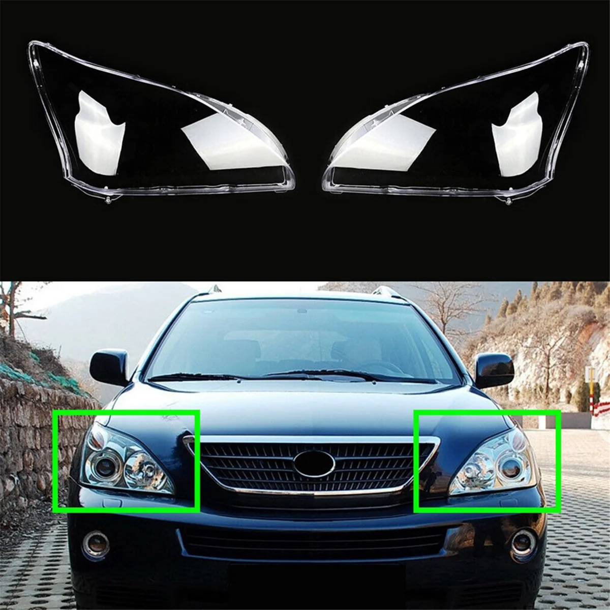 Left Car Headlight Lens Cover Head Light Lamp Shade Shell Lens Lampshade for Lexus RX RX300 2003-2008