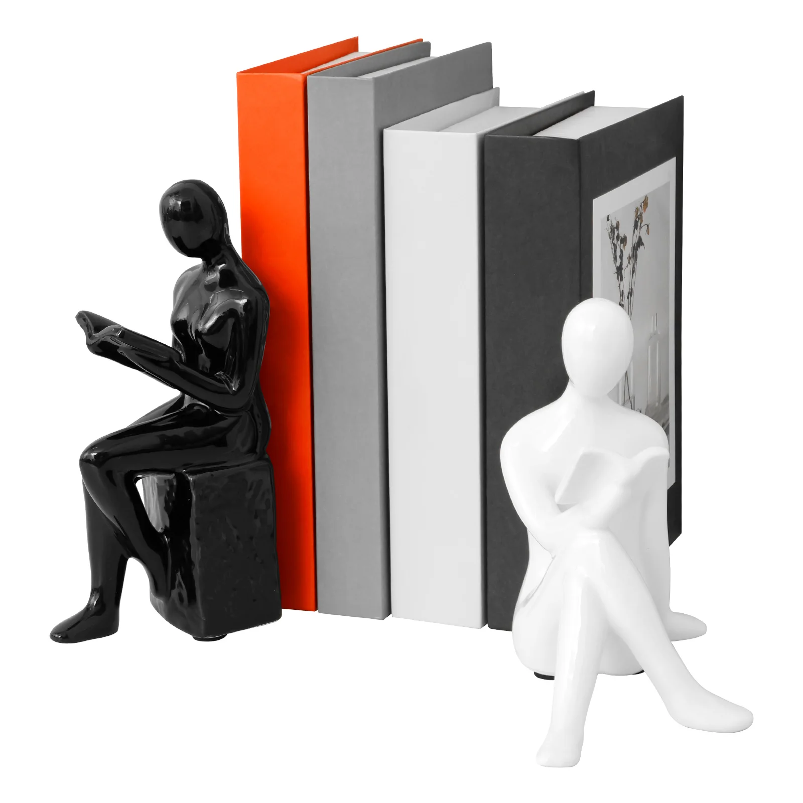 

Ceramic Figure Book BlockBook Shelf Stopper Holder Bookend Crafts Home Decor Accessories Modern Ornaments Figurine Collectible
