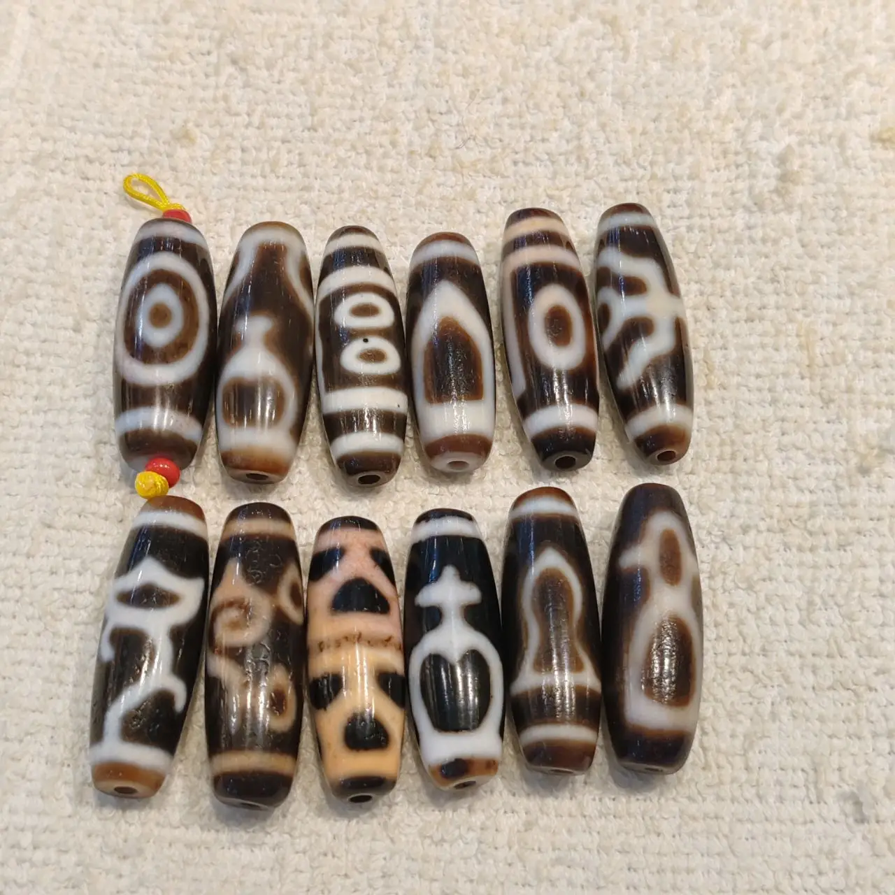 Taiwan Permeation Craft Natural Agate Dzi Cinnabar Material Tibetan Totem Tianzhu Necklace Pendant DIY Accessories