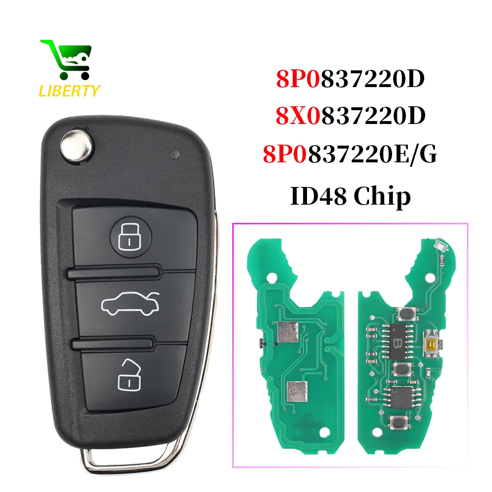 

Liberty 8P0837220D/G/E 8X0837220D 315/434Mhz ID48 Chip HU66 Flip Folding Car Remote Key For Audi A3 TT A4 S3 S4 2005-2016