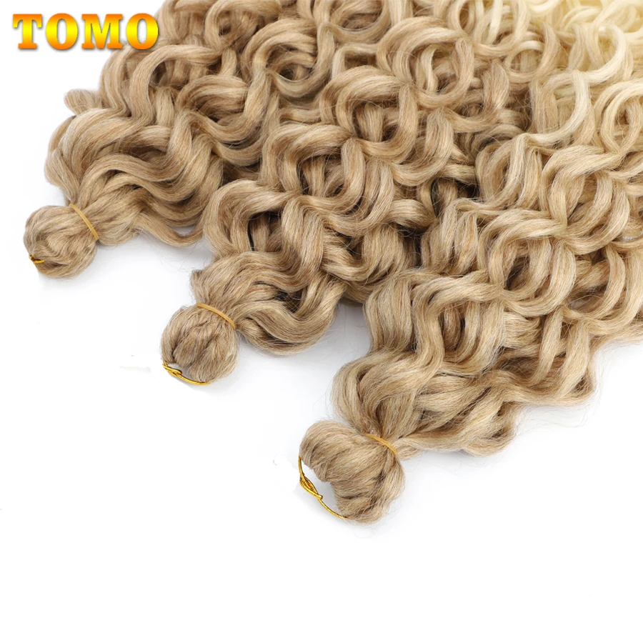 TOMO 18 24Inch Long Water Wavy Synthetic Crochet Hair Ombre Hawaii Afro Curls Braiding Hair Extensions For Women Ocean Wave Hair