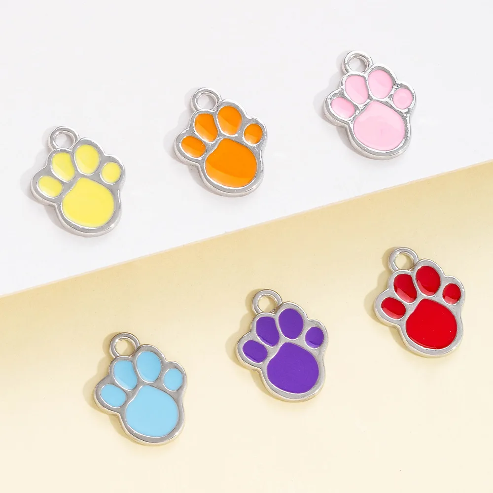 Cute bear paw oil-dripping alloy jewelry pendant DIY chain hand keychain pendant jewelry small accessories