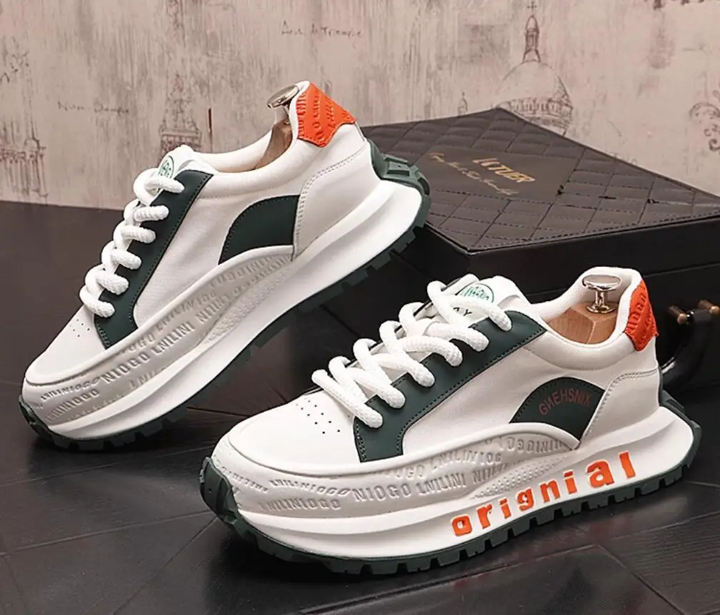 

New white men's Sneakers Casual shoes Chunky trend Comfortable walking Zapatos Hombre