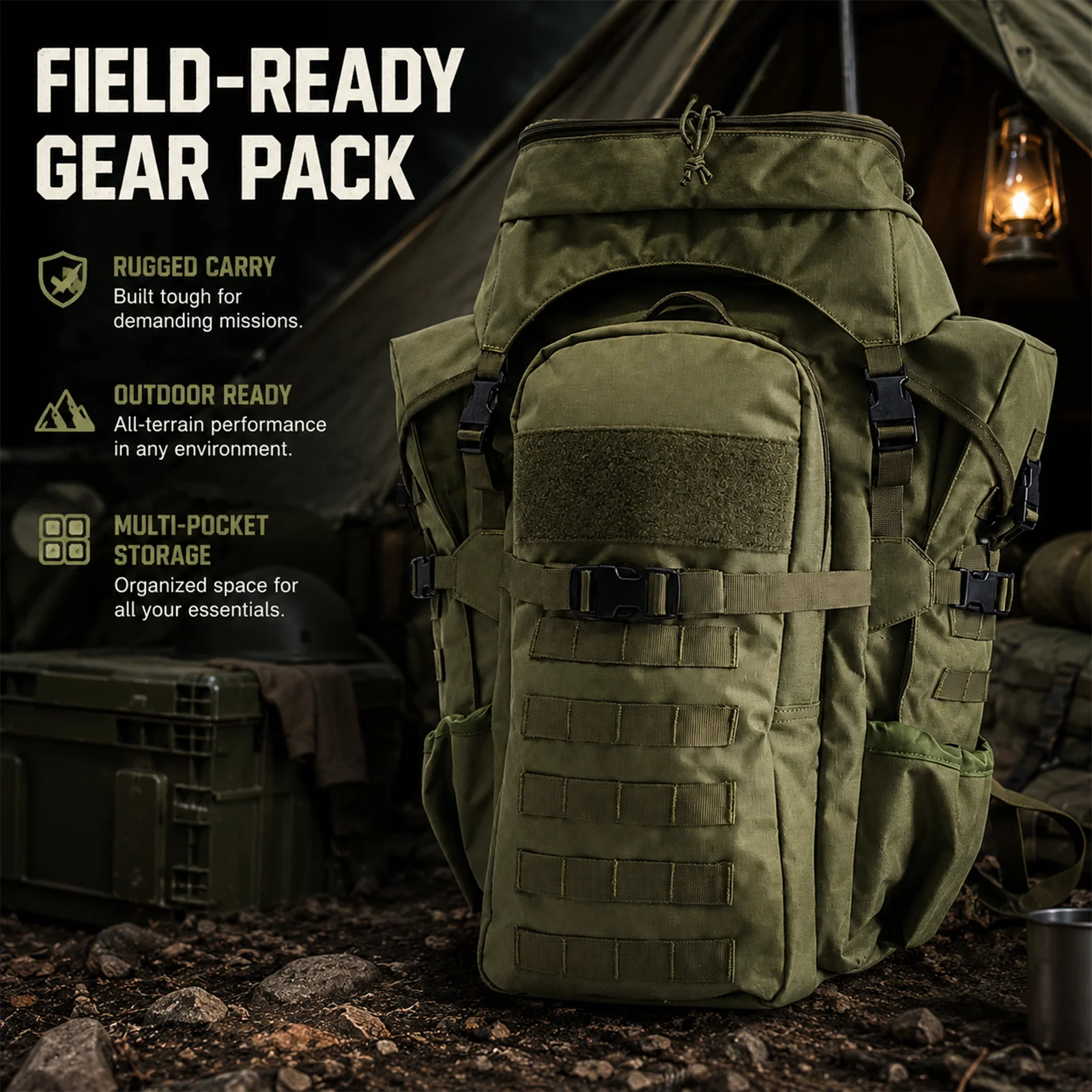 AKMMX Alice Outdoor Tactical Backpack Large Capacity External Frame Rucksack with MOLLE System for Camping Hiking Trekking