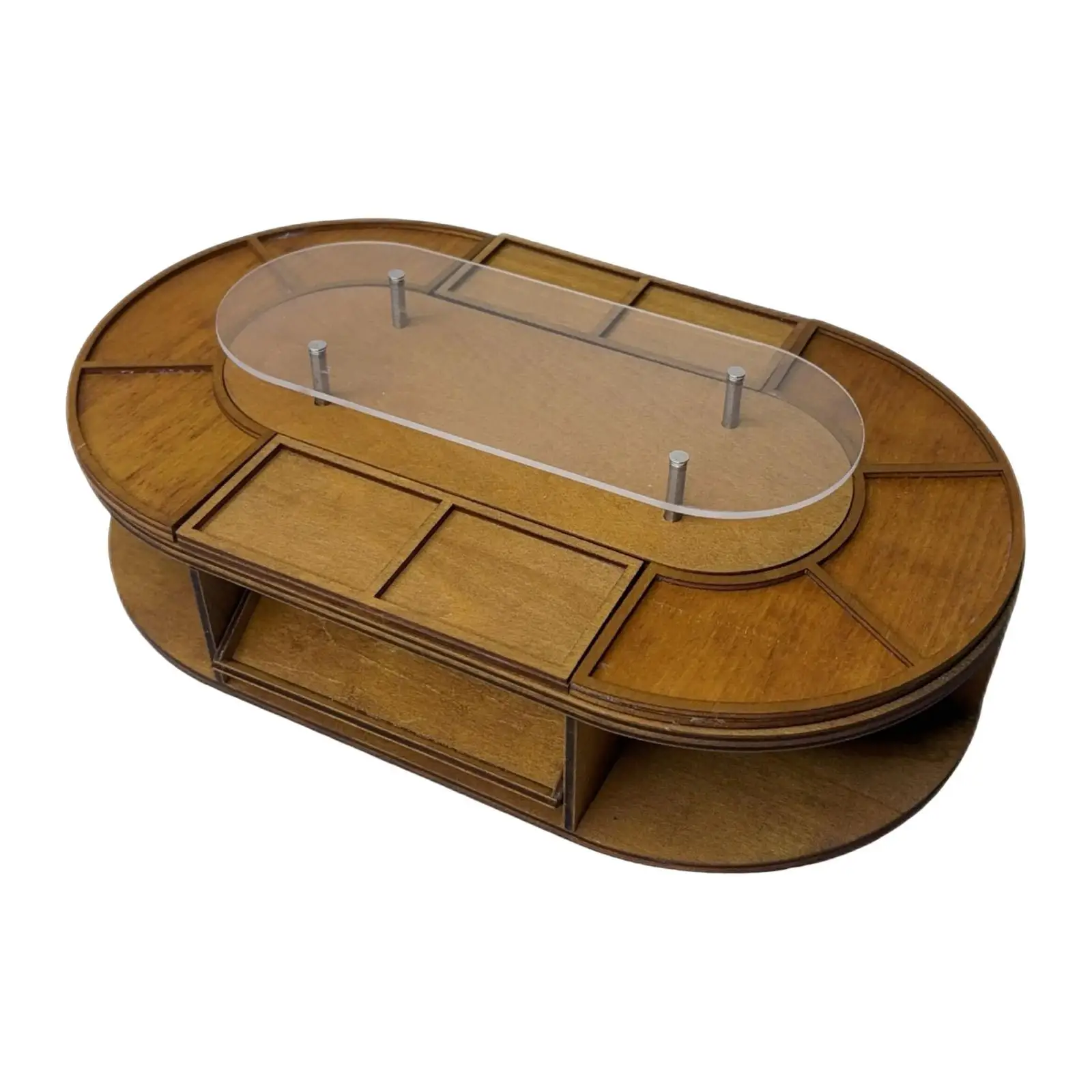 

Миниатюрная деревянная витрина для выпечки овальной формы 9,8x5,9x2,8 дюйма с акриловой панелью для 1/6 1/12 кукольного домика, прочная, для украшения кафе