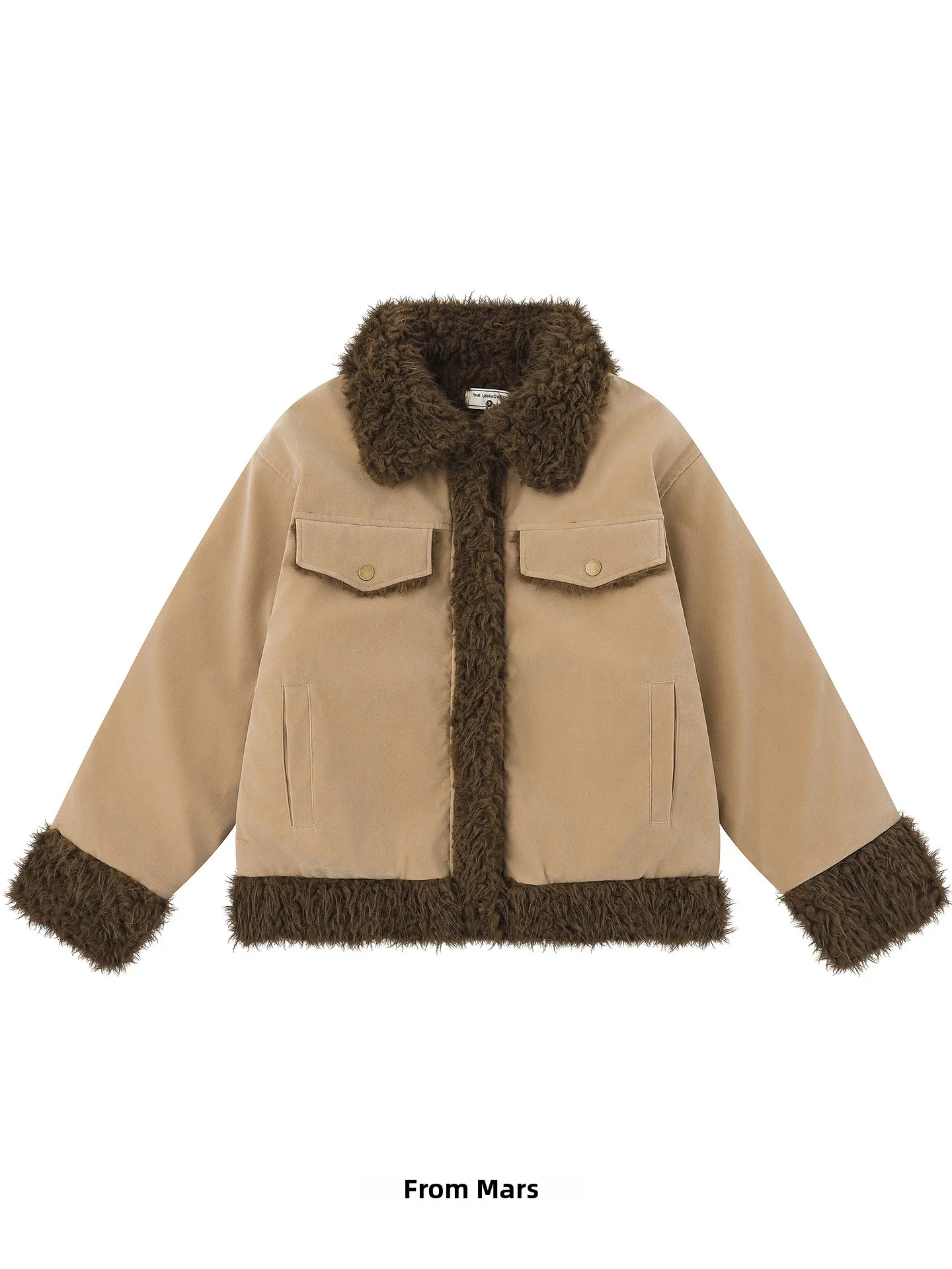 

Женское пальто с воротником из утолщенного меха ягненка, свободного кроя, в уличном стиле, с хлопковой подкладкой, однотонное, с длинными рукавами