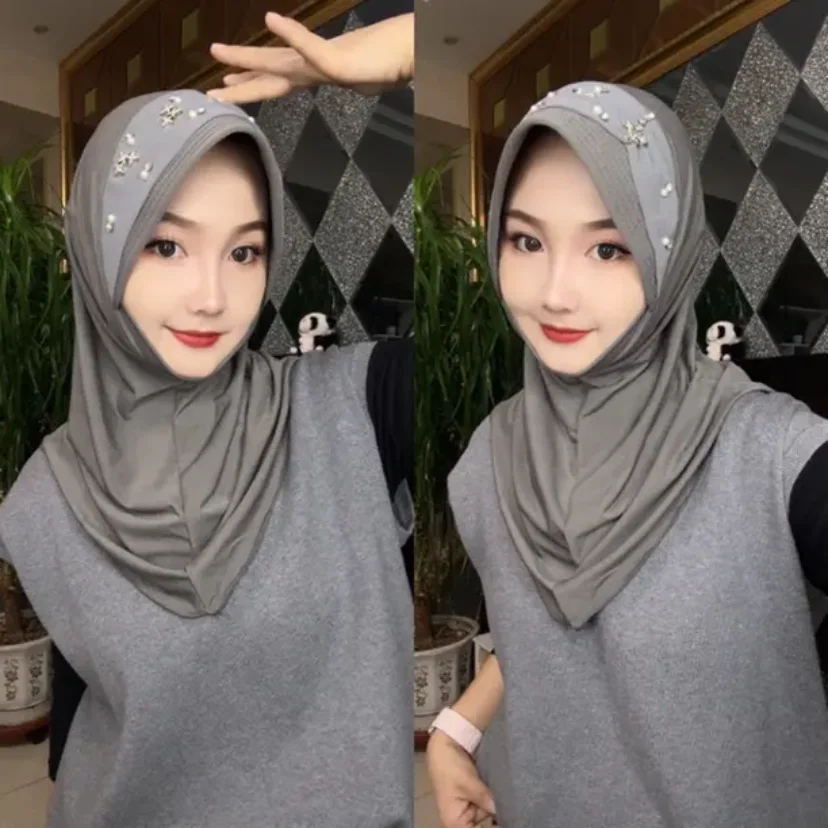 Isamic Brand Trendy Shawls Muslim Sweet Girls Scarf Soft Hijab Hat