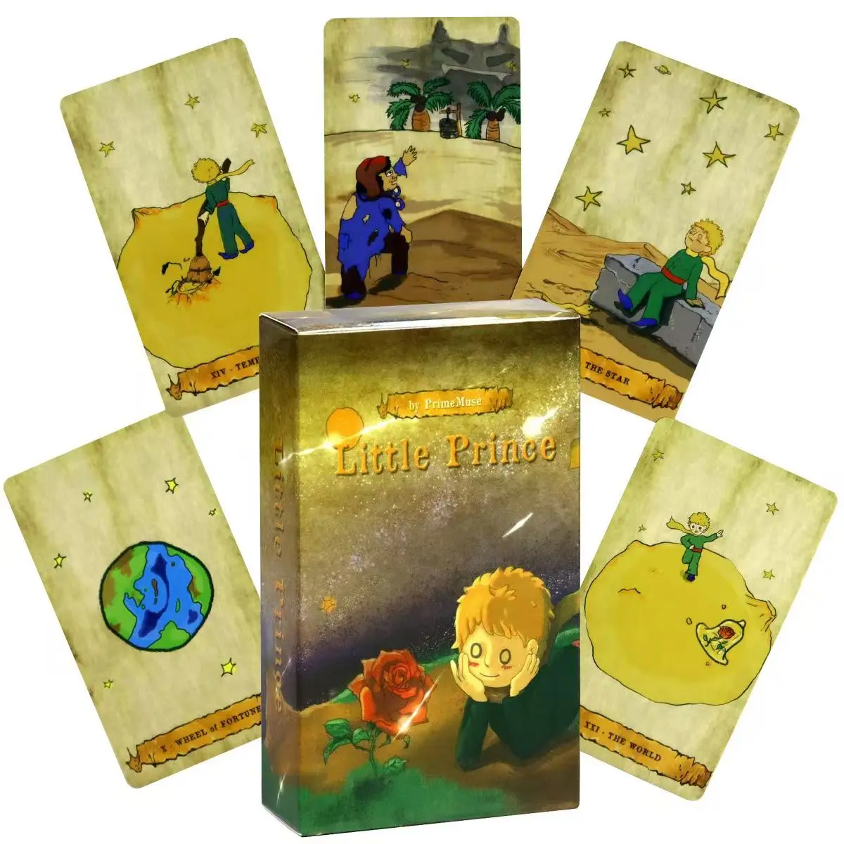 Cartas de Tarot del Principito de 10,3x6cm para principiantes, 78 Uds., tamaño portátil, ilustración bonita y amigable para niños