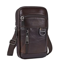 Funda de cuero PU para cinturón de teléfono móvil para hombre, bolso de cintura, bolsos de hombro de viaje, bolso cruzado, monedero