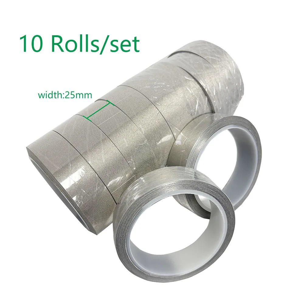 

Faraday Cloth Tape 25mm Wide x 10M Conductive Cloth Fabric Adhesive Tape Roll for Laptop Cable EMI Shielding 10 PCS