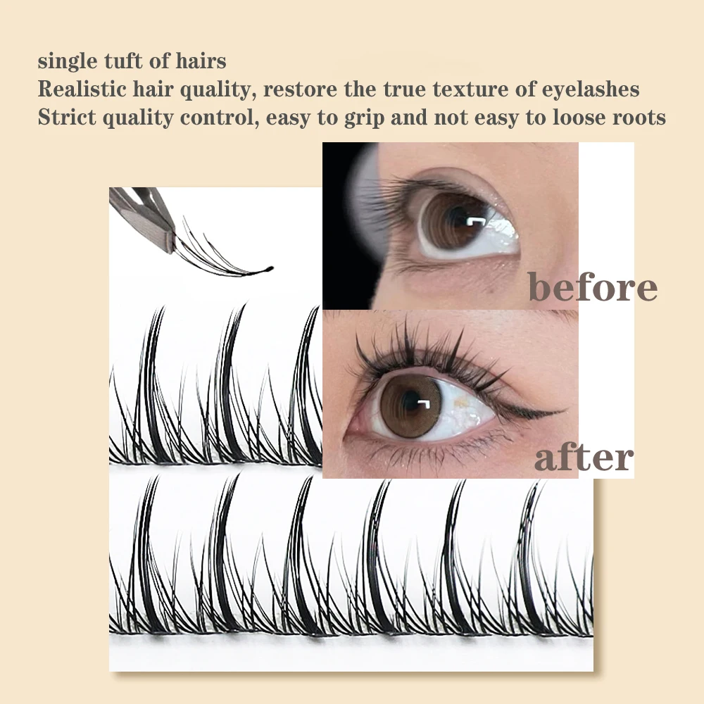 Anlinnet Egirl Sandwich False Eyelashes Natural Thick A-type Fishtail Fairy Hair Self-adhesive False Eyelashes Comic Eyelashes