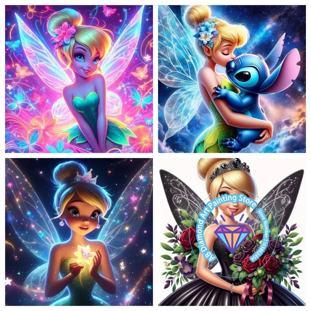 

Tinker Bell Stitch Cartoon AB Diamond Drawing Kit Square Round Diamond 5D DIY Mosaic Handmade Art Exquisite Gift Home Decor