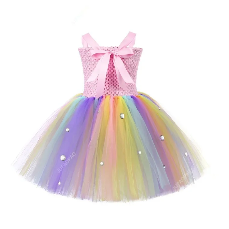 Rainbow Candy Lollipop Costume for Girls Birthday Party Tutu Princess Dress Ball Gown Kids Carnival Christmas Halloween Clothes