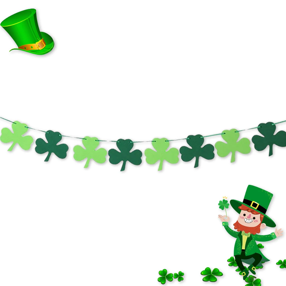 

Green Gradient Bunting Banner St. Patrick'S Day Party Decoration Flag Diy Decor Supplies Shamrock Garland Wall