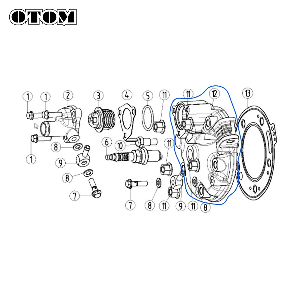 OTOM DT230 Motorcycle Cylinder Head Cover 2-stroke Water-Cooled Engine MT250 TSE250R HJ250H KAYO GR8 T250L Accessories Dirt Bike