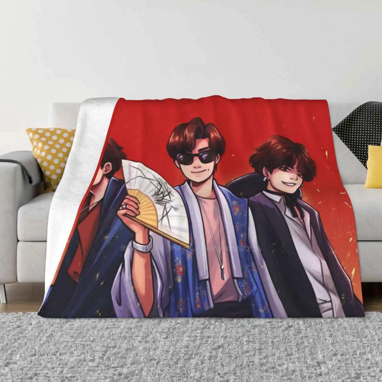 Ddaeng! Best Selling Room Household Flannel Blanket Rm J Hope Suga Yoongi Hoseok Rap Monster Namjoon Fanart Rap Line Rapline