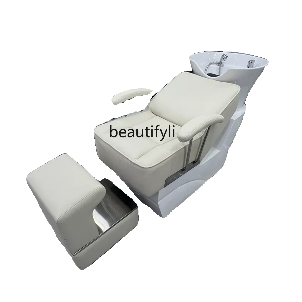 

lx29Barber Shop Shampoo Chair Ceramic Deep Basin Hair Salon Lying Half Stainless Steel Punch Bed
