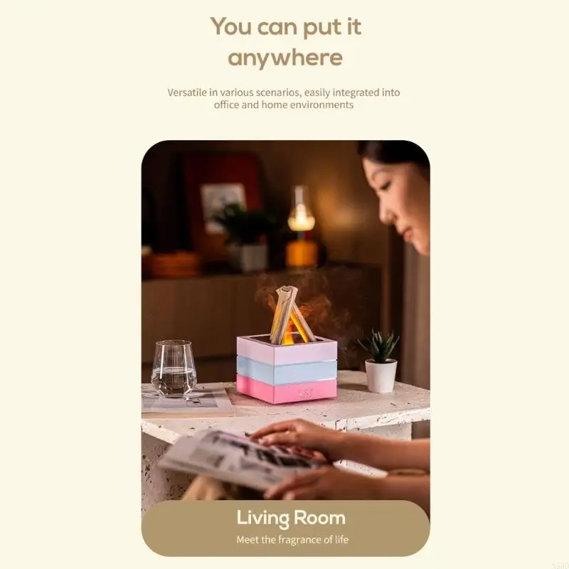 7 ملونة ضوء اللهب الناشر الناشر مرطب هواء الهواء مرطب لغرفة نوم المنزل N58D