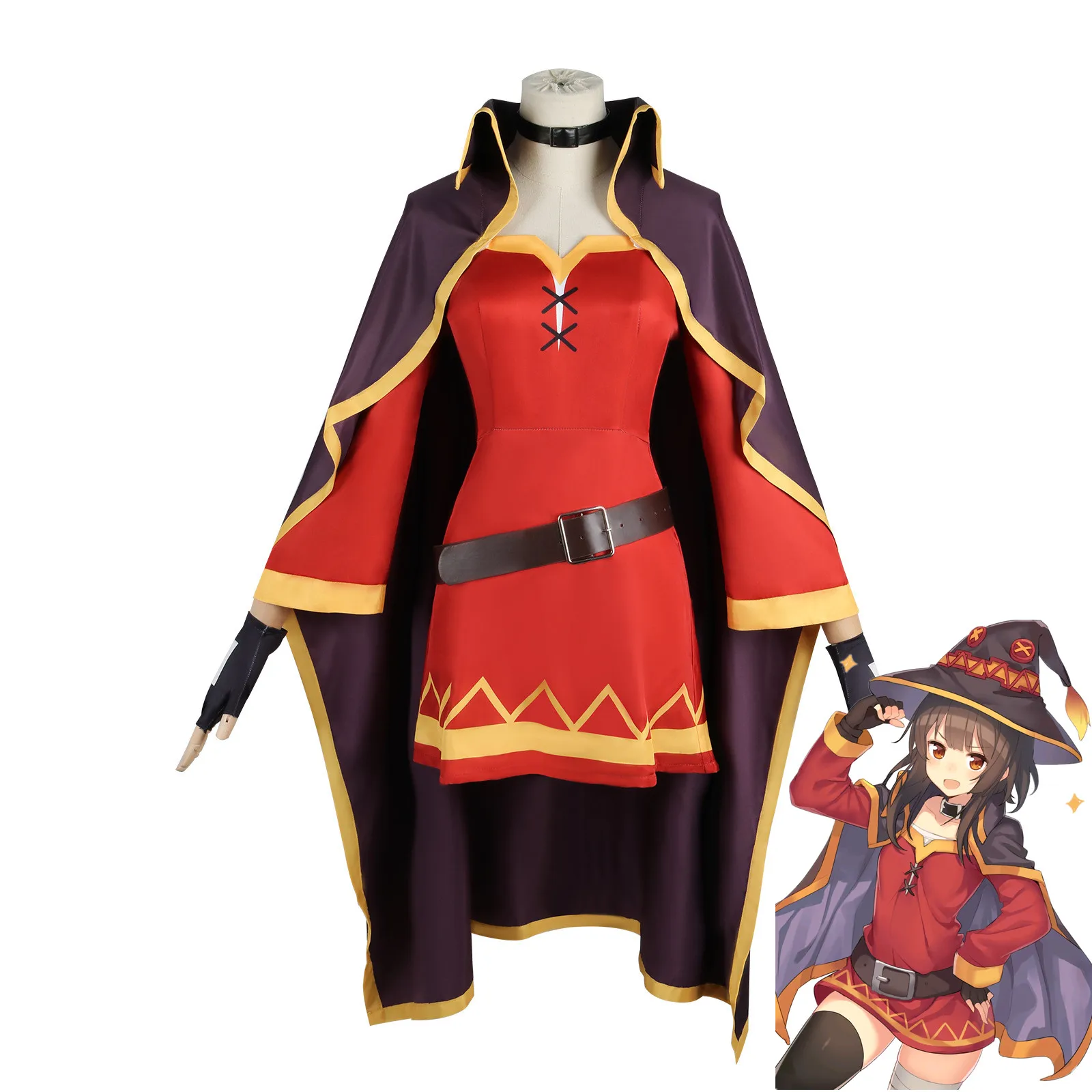 

Anime Megumin Cosplay Costume Huihui Kono Subarashii Sekai Ni Shukufuku Wo Captain Witch Attire Wizard Hat Robe Dress Glove