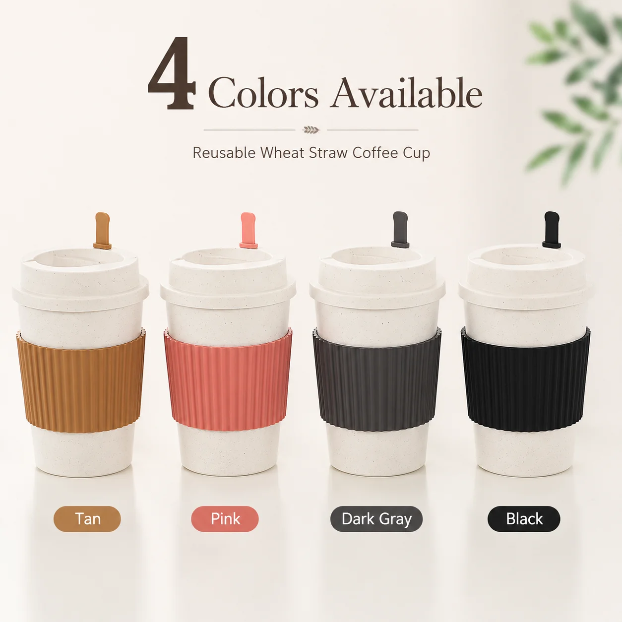 1PCS 450ML Coffee Cups With Lids Wheat Straw Reusable Portable Coffee Cup Dishwasher Safe Coffee Mug Coffee Tea Travel Cups