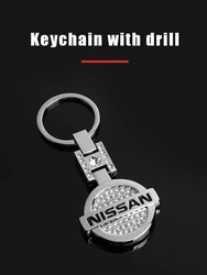 For Nissan Qashqai Juke J10 J11 X-Trail T32 T31 Kicks Tiida Pathfinder Note Case Key Ring Diamond Pendant Metal Chain Car Buckle