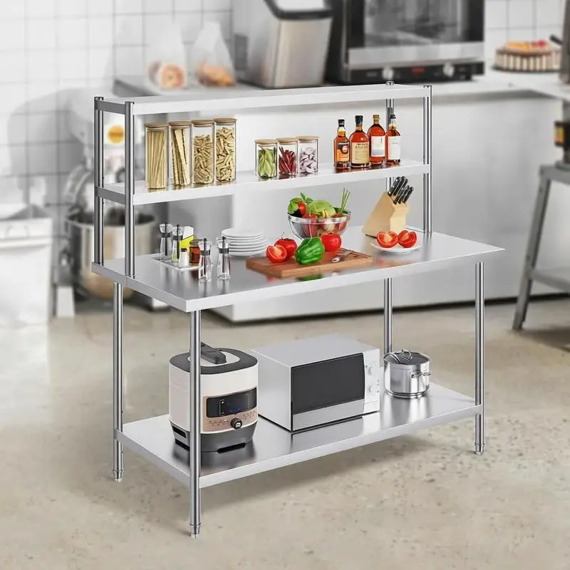 

Double Overshelf, Double Tier Stainless Steel Overshelf, 12 x 60 Inch Double Deck Overshelf, Height Adjustable Overshelf Prep Work Table for Kitchen, Restaurant and Workshop
