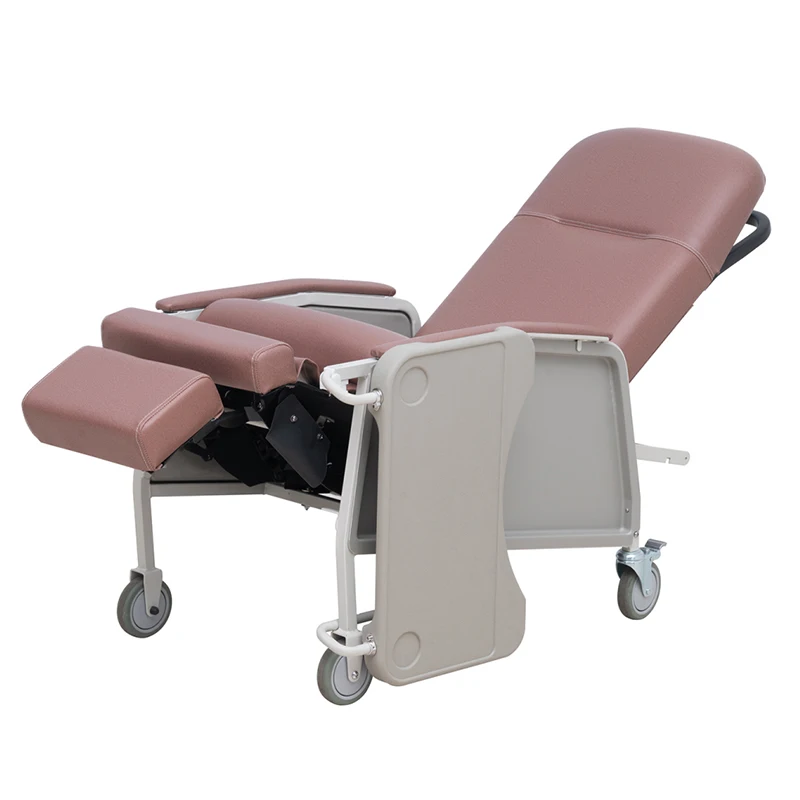 Powder Coated Steel Frame Three Position Manual Foldable Patient Accompany Ward Hospital Reclining Chair