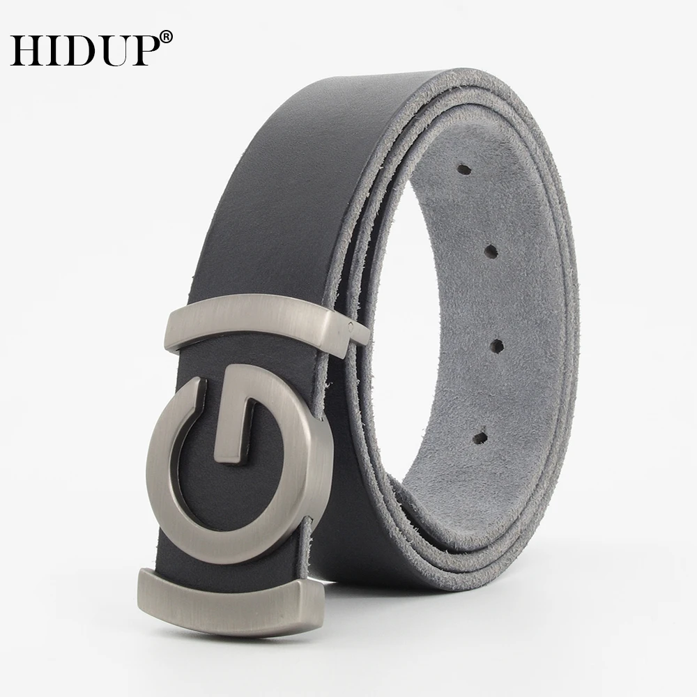 

HIDUP Fashion Design Top Quality Cow Genuine Leather Slide Buckle Belts for Men 3.3cm Width Jeans Accessories