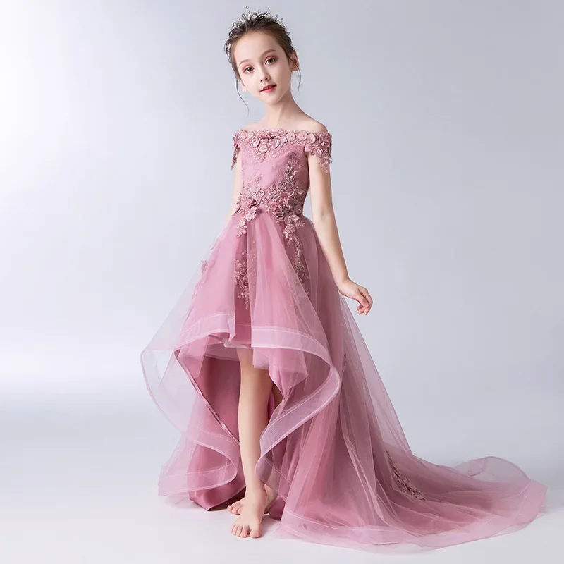 Princess Bridemaid Dress for Girls Party Flower Clothes Kid Pink Tutu Boutique Elegant Children Mermaid Wedding Girl Dresses